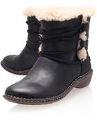 Ugg Black Rianne Leather Ankle Boots - Lyst