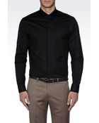 Armani Satin Shirt with Mandarin Collar - Lyst