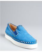 Christian Louboutin Suede Spike Studded Slipons - Lyst