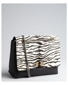 Lanvin Black Zebra Printed Pony Hair And Leather Medium 'Happy' Shoulder Bag - Lyst