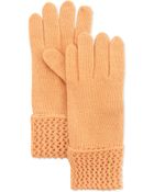 Portolano Cashmere Fishnet Crochet Gloves Peach - Lyst