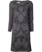 Oscar de la Renta Flower Embroidered Dress - Lyst