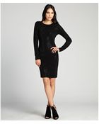 Alice + Olivia Black Beaded Merino Wool 'Delaney' Knit Long Sleeve Dress - Lyst
