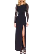 Michael Kors Lace Inset Sideslit Gown - Lyst