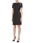Michael Kors Leathersleeve Tweed Dress Charcoalblack - Lyst