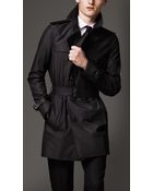 Burberry Mid Length Military Detail Gabardine Trench Coat - Lyst