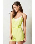 Eloise Vn Lace Trim Romper - Lyst
