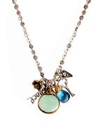 Lucky Brand Silvertone Charm Necklace - Lyst