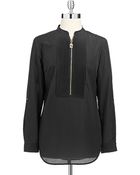 MICHAEL Michael Kors Frontzip Tuxedo Blouse - Lyst