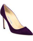 Manolo Blahnik BB Suede Point-Toe Pumps - Lyst