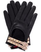 Valentino Bucklestrap Studded Leather Gloves - Lyst