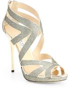 Jimmy Choo Collar Glitter LamÉ Platform Sandals - Lyst