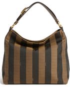 Fendi Pequin Small Logo Jacquard Hobo - Lyst