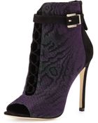 B Brian Atwood Lindford Peeptoe Bootie Purplegreen - Lyst