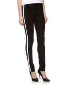 Fade To Blue Faux Leather Striped Ponte Pants - Lyst