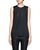 Helmut Lang Leather Panel Wool Blend Tank Top - Lyst