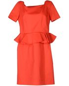 Francesco Scognamiglio Short Sleeve Wide Neckline Red Short Dress - Lyst