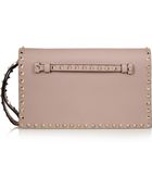 Valentino The Rockstud Leather Clutch - Lyst