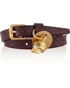 Alexander McQueen Skull Snake-Effect Leather Wrap Bracelet - Lyst