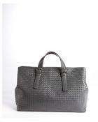 Bottega Veneta Grey Intrecciato Leather Large Travel Tote - Lyst
