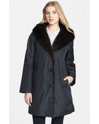 Gallery Faux Fur Trim Hooded Strom Coat - Lyst