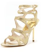 MICHAEL Michael Kors Yvonne Glittered Strappy Sandal - Lyst