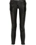 Balmain Paneled Stretch leather Skinny Pants - Lyst