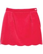 Oscar de la Renta Girls Scallop Velvet Mini Skirt - Lyst