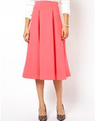 Asos Midi Skirt In Scuba With Full Pleats - Lyst