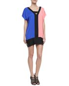 Milly Colorblock Stretch-Silk Dress - Lyst