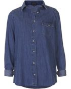 Topshop Moto Denim Oversize Shirt - Lyst