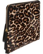 Lanvin Large Calf Hair Zip Clutch - Lyst