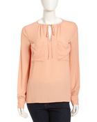 BCBGMAXAZRIA Joss Tie-Keyhole Blouse - Lyst