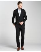 Armani Black Wool 2 Button Suit With Flat Front Pants - Lyst