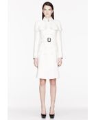 Burberry Prorsum Ivory Double Breasted Trench Coat - Lyst