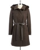 Ellen Tracy Petite Belted Tweed Coat - Lyst