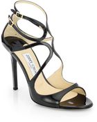 Jimmy Choo Lang Strappy Patent Leather Sandals - Lyst