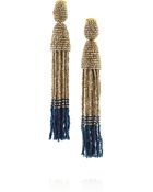 Oscar de la Renta Beaded Tassel Clip Earrings - Lyst