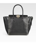 Valentino Rockstud Smooth Leather New Tote - Lyst