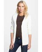 MICHAEL Michael Kors Dog Tag Zip Front Cardigan - Lyst