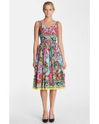 Dolce & Gabbana Bougainvillea Print Pleated Dress - Lyst