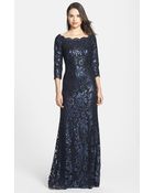 Tadashi Shoji Embellished Lace Gown - Lyst