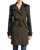 W118 By Walter Baker Theo Mixed Media Trench Coat - Lyst