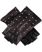 Black.co.uk Studded Fingerless Leather Gloves- Silk Lined - Lyst