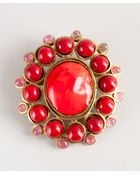 Chanel Pre-Owned: Coral Beaded Vintage Pin - Lyst