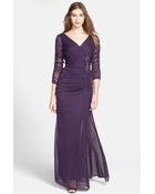 Adrianna Papell Beaded Mesh Gown - Lyst