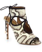 Aquazzura Sexy Thing Snakeskin Cutout Sandals - Lyst