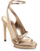 Calvin Klein Cobra Chain Metallic Leather Sandals - Lyst