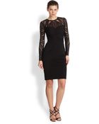 David Meister Tattoo Lace & Jersey Cocktail Dress - Lyst