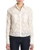 Love Sam Lace Cropped Button-front Top - Lyst
